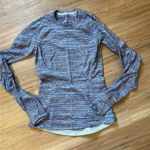 Lululemon Blue Heathered Thick Long Sleeve Shirt Size 4 thumb hole pocket